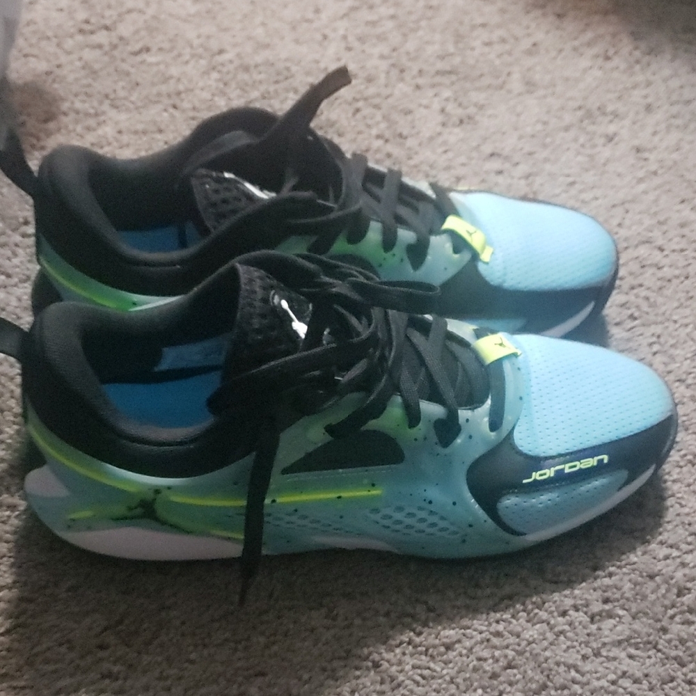 Jordan Aqua and Black Basketball Sneakers